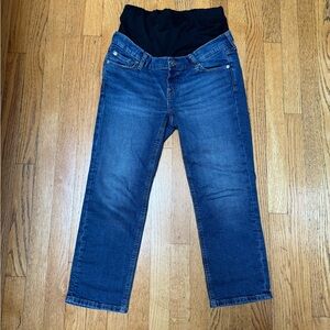 GAP Straight Leg Maternity Jeans in Dark Blue with Black Waist Panel